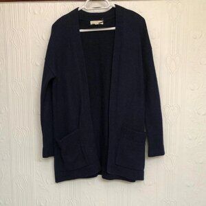 Seasalt edge to edge long cardigan navy wool cotton mix size 14 UK or size 10 US